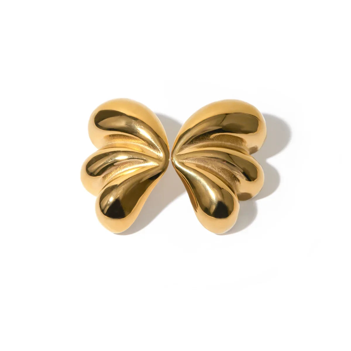 Elegant Three Petal Symmetrical Earrings in gold