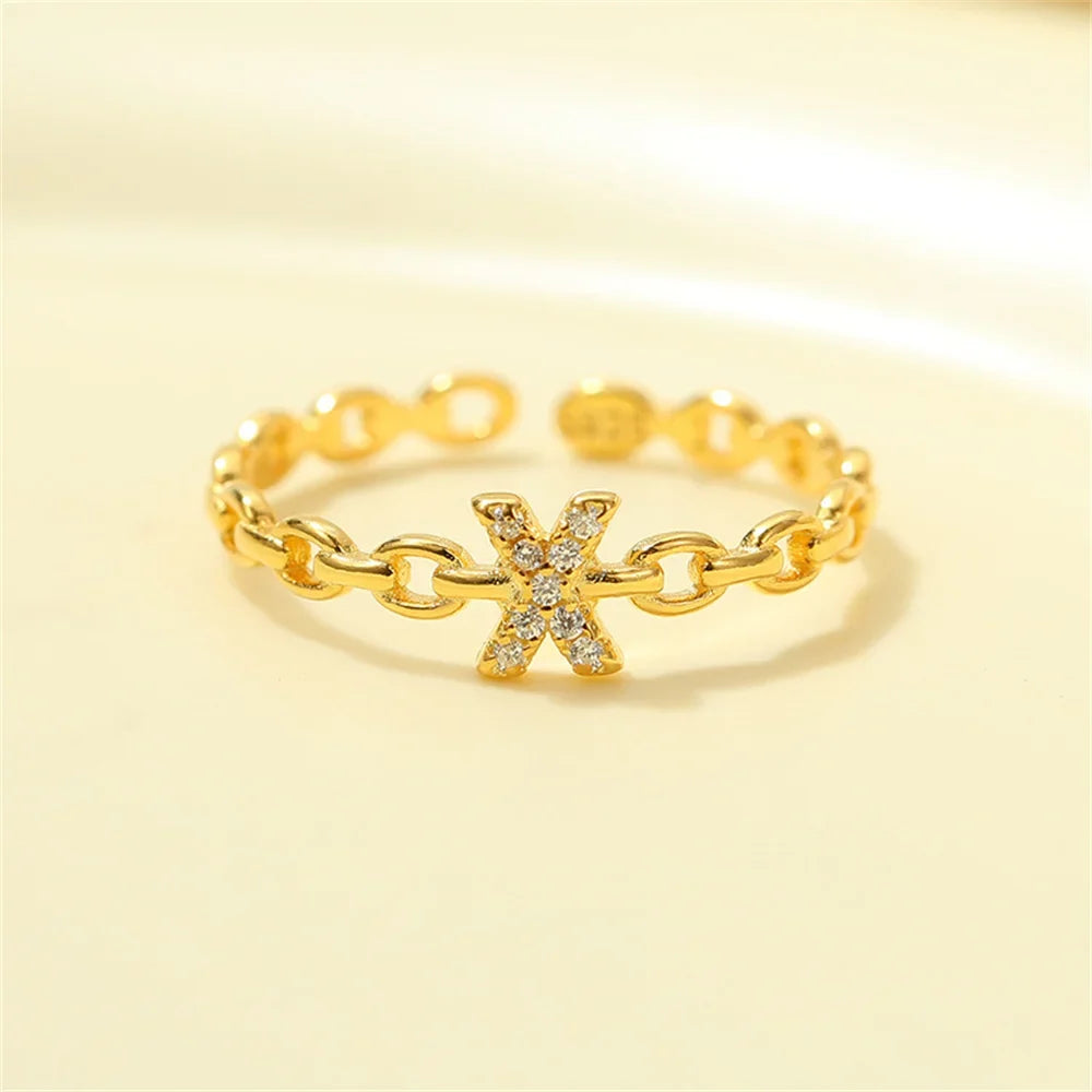 dainty diamond letter initial ring