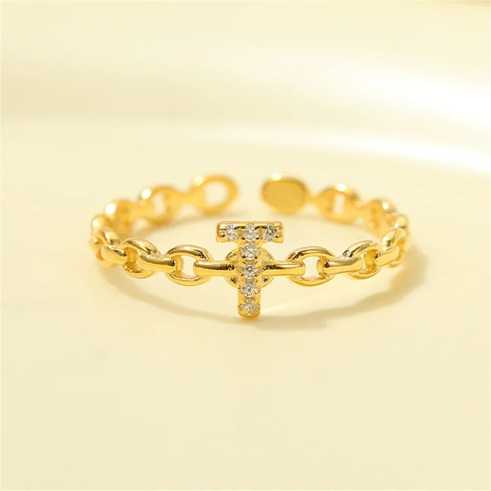 Dainty Diamond Letter Initial Ring in gold
