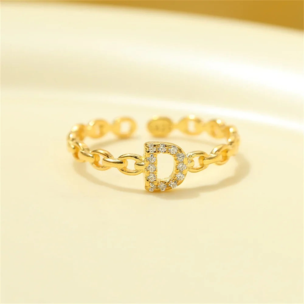 Dainty Diamond Letter Initial Ring in gold