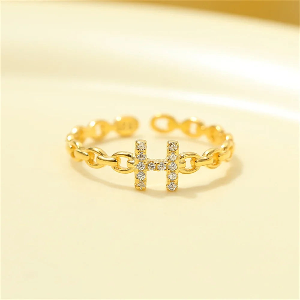 Dainty Diamond Letter Initial Ring in gold