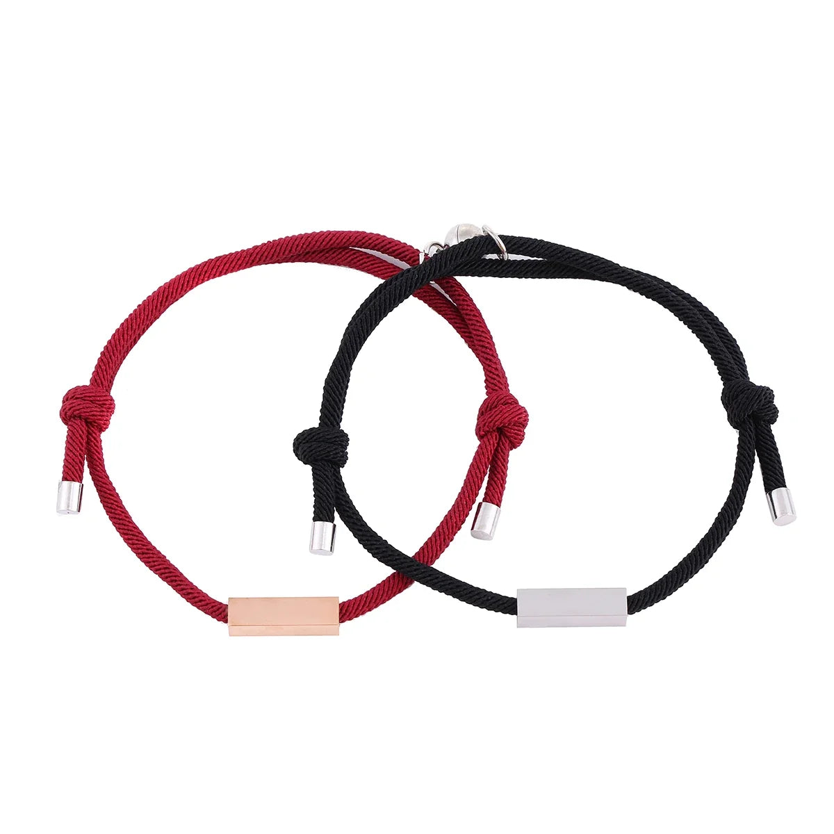 personalized minimal rope magnetic couples bracelet