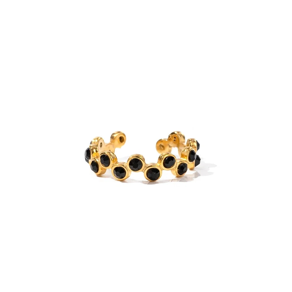 Staggered Hive Diamond Ring in black