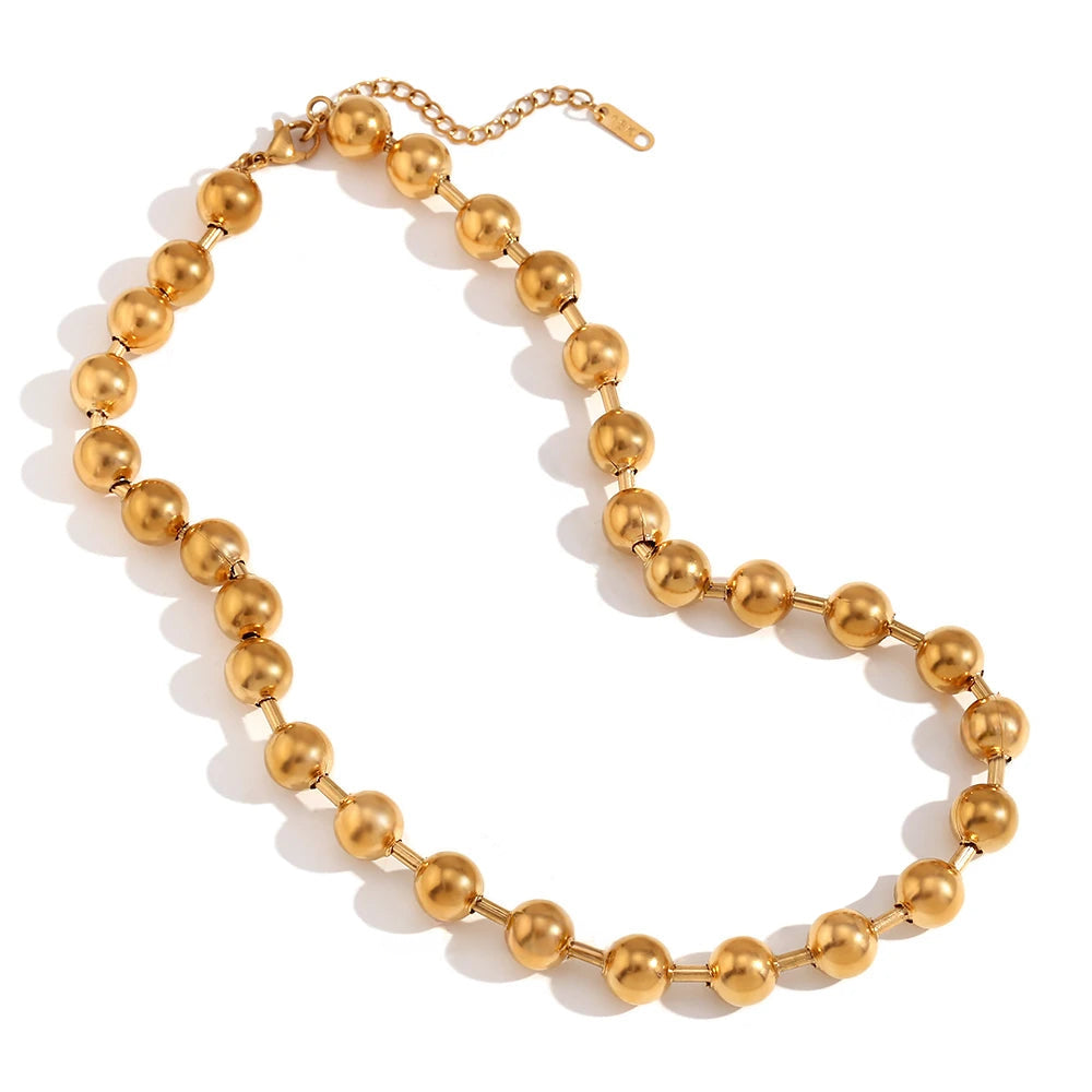 18k Classic Chunky Beaded Necklace in gold