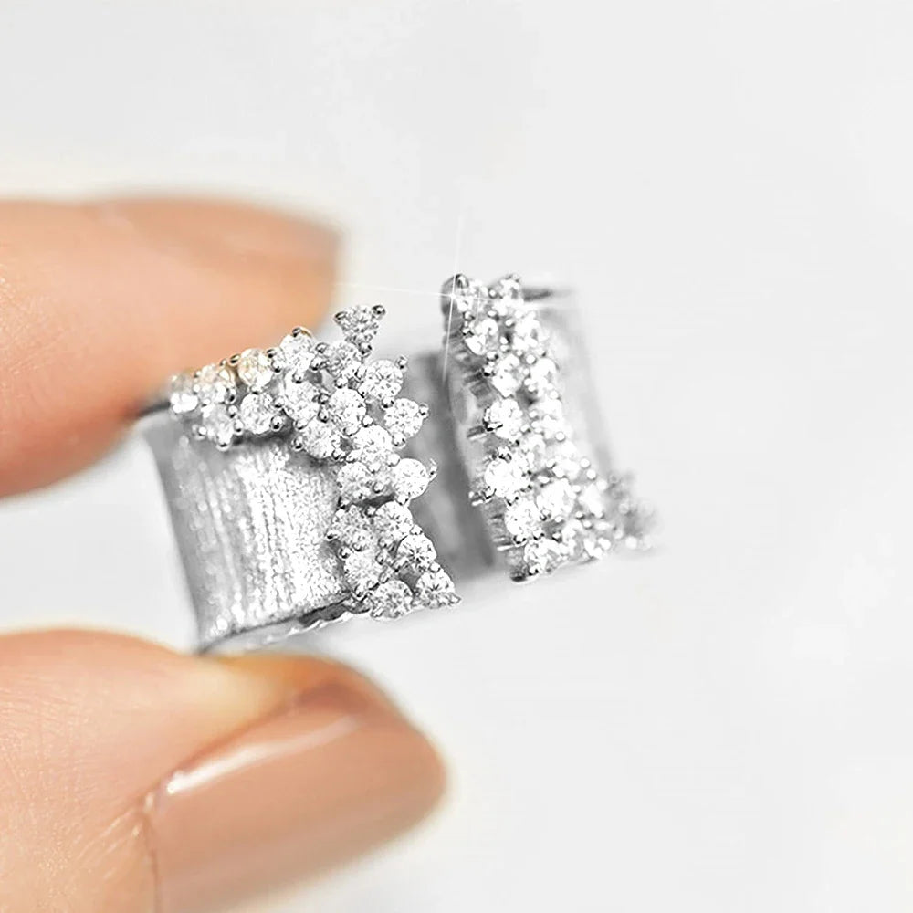 Bold Diamond Sparkle Open Ring in silver