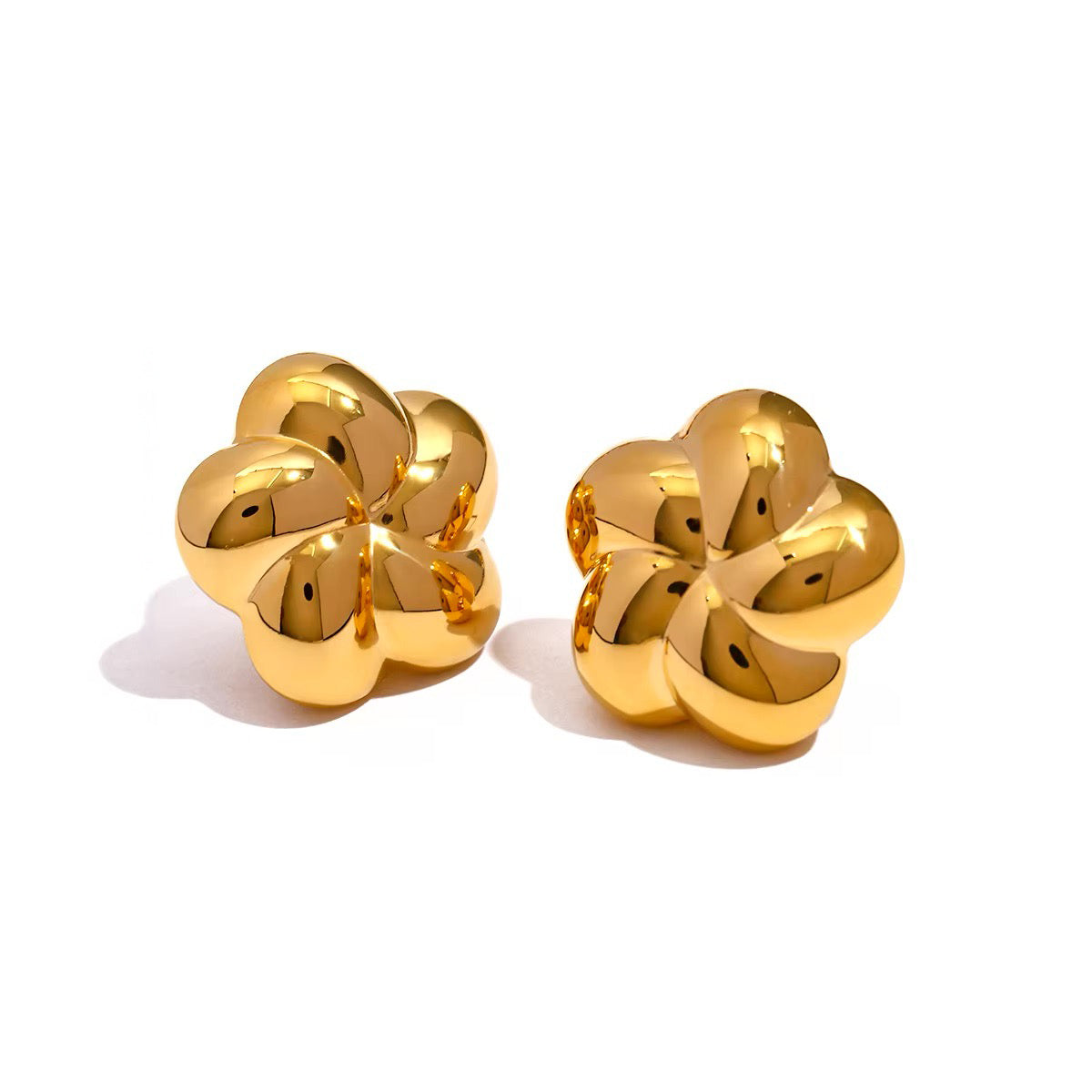Spiral Bubble Floral Stud Earrings in gold