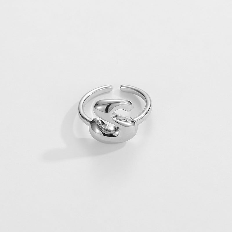 cute bubble letter initial ring