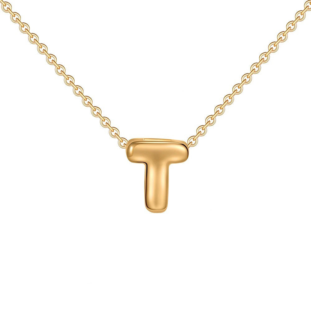 dainty bubble letter initial necklace