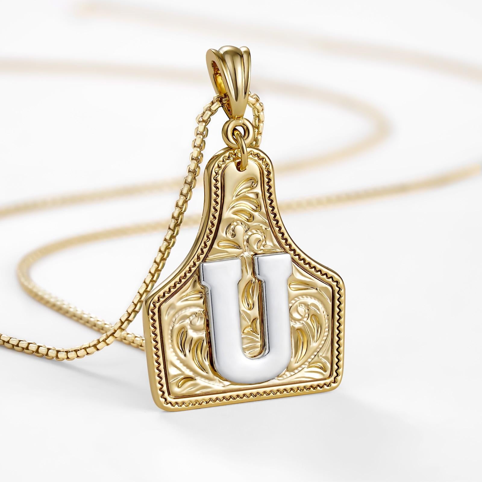14k Elegant Cowgirl Initial Necklace in gold