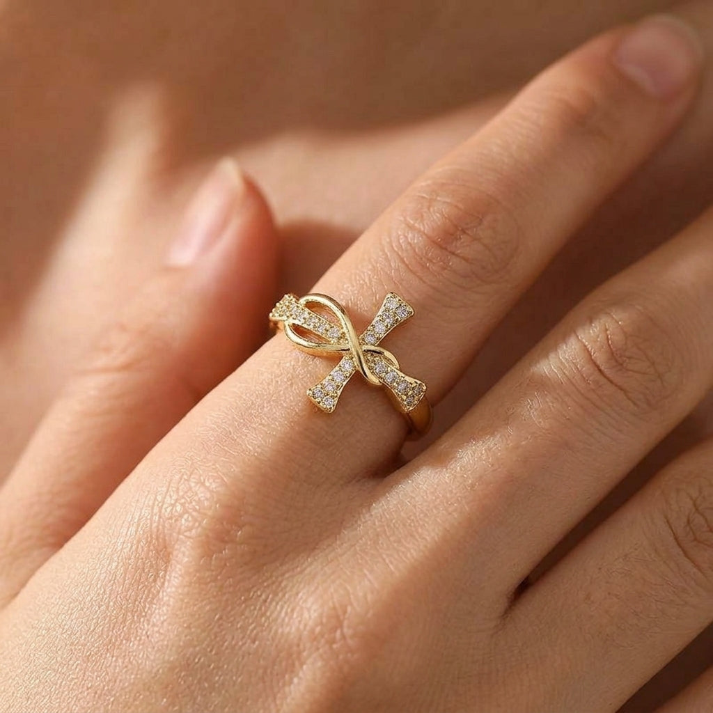 Infinite Cross Faith Ring in gold