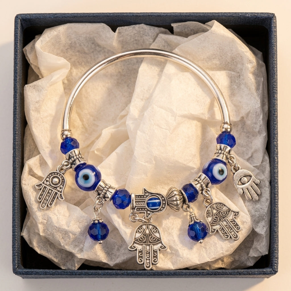 Evil Eye & Hamsa Hand Charm Bracelet