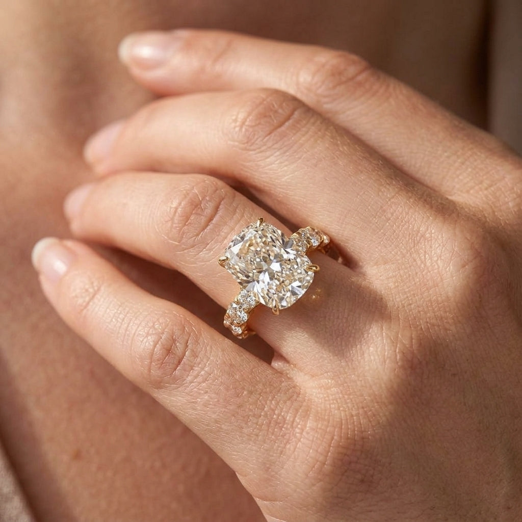 Elegant Elongated Cushion Cut Ring in gold