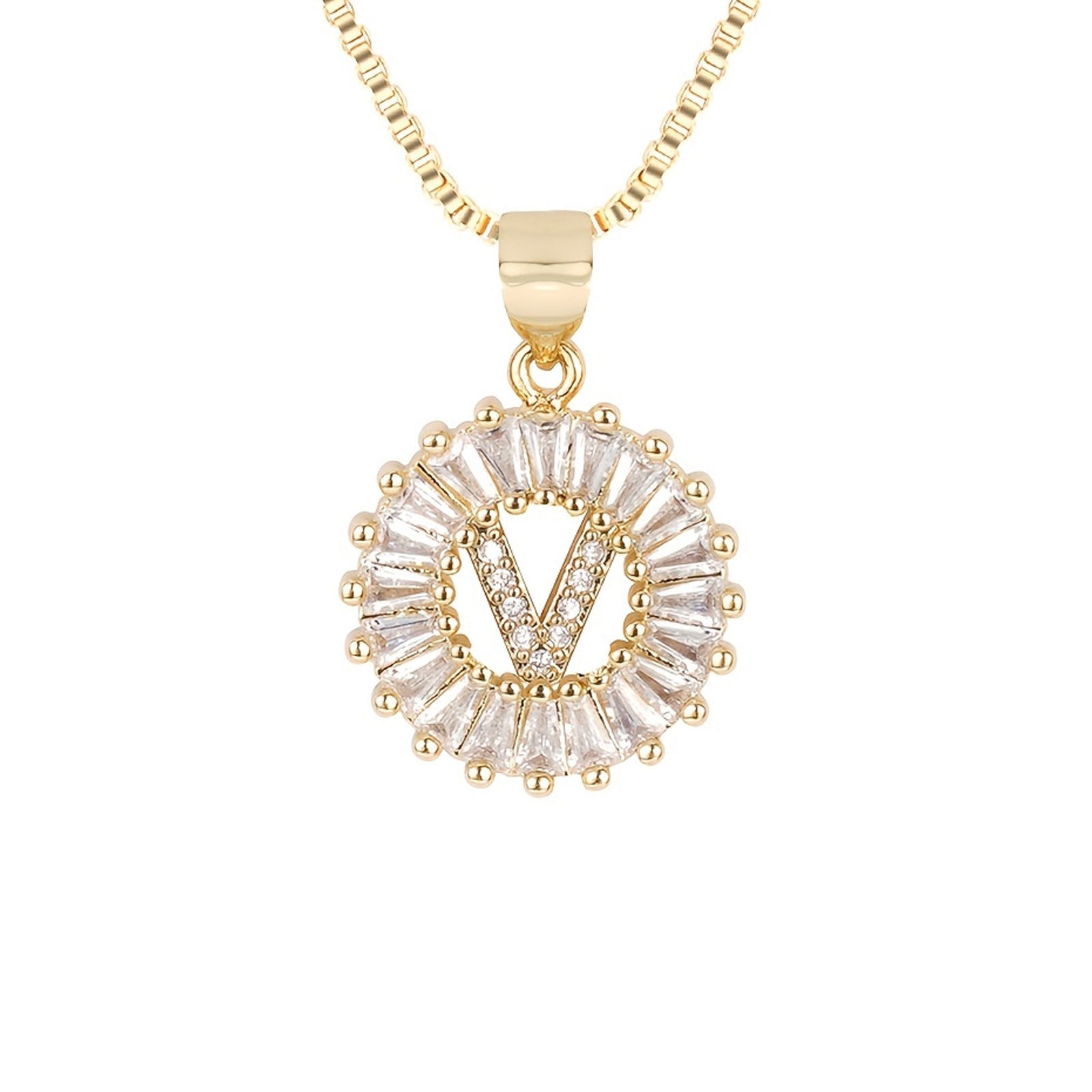 Circle Initial Necklace in gold