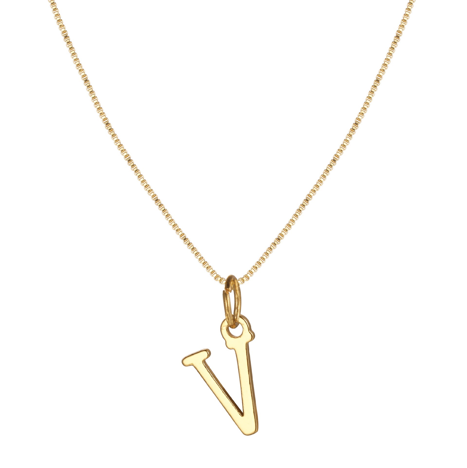 14k minimal serif initial necklace