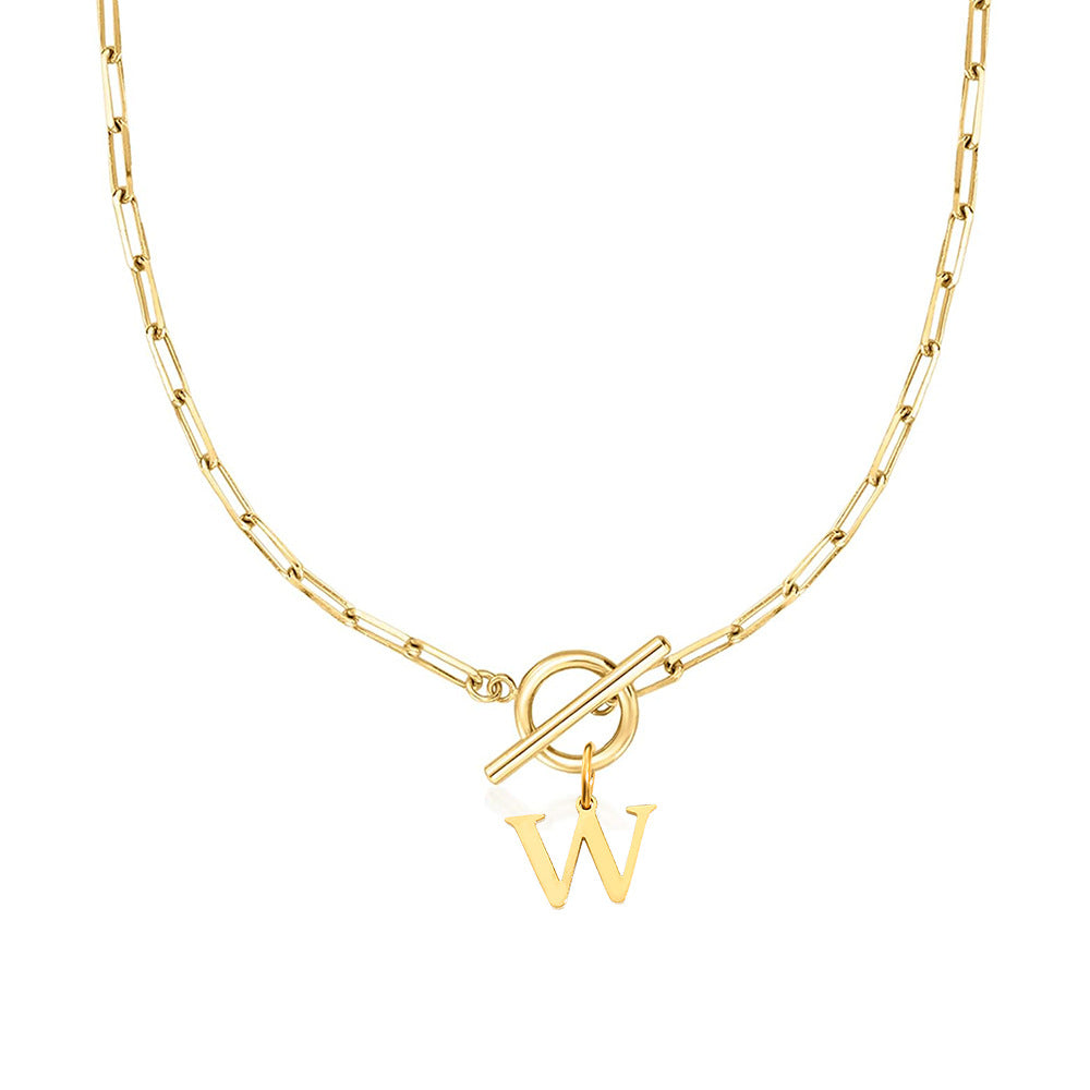 paperclip letter initial circle lock clasp necklace