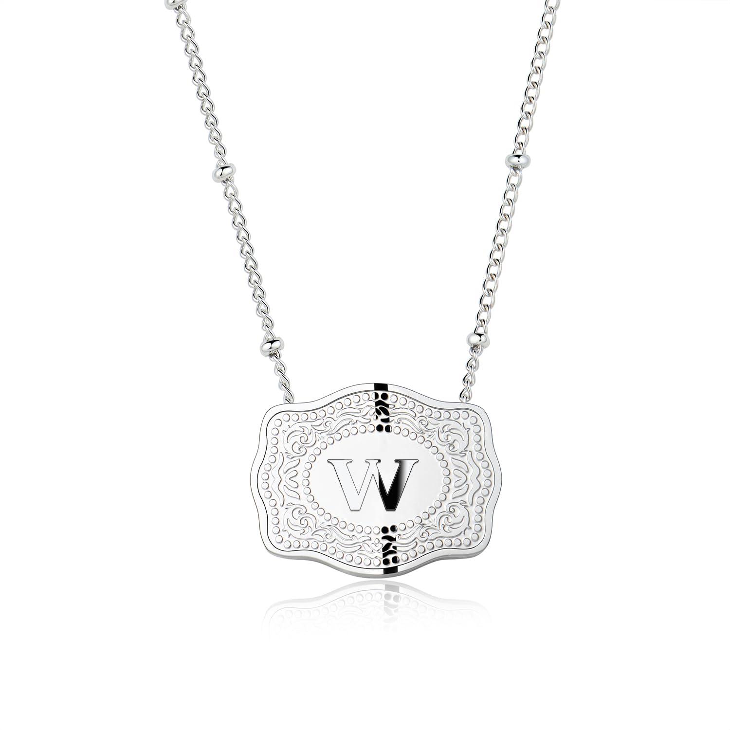 dainty belt buckle letter initial necklaces
