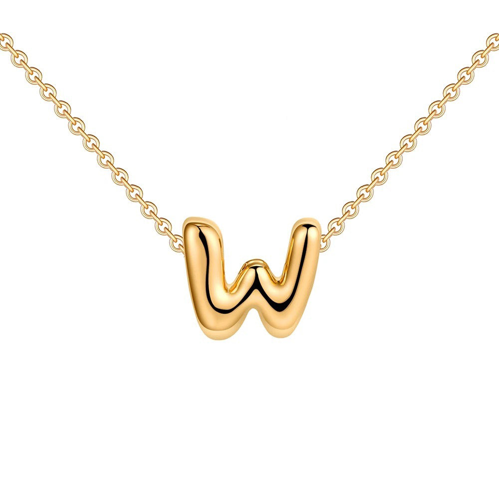 dainty bubble letter initial necklace