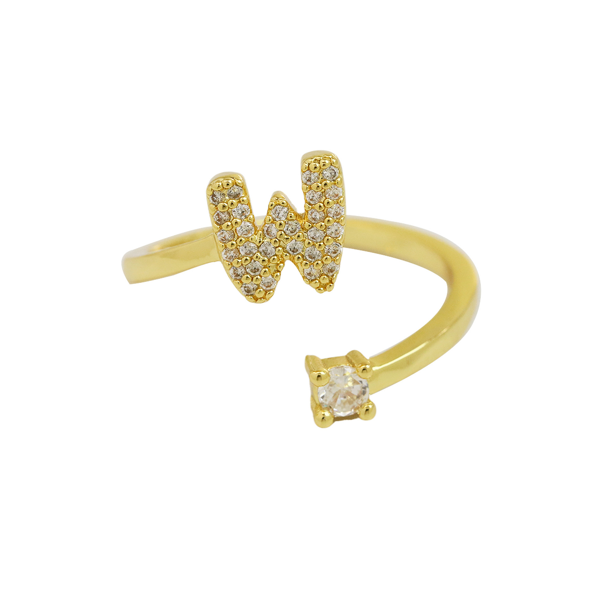 dainty bubble diamond wrap initial ring