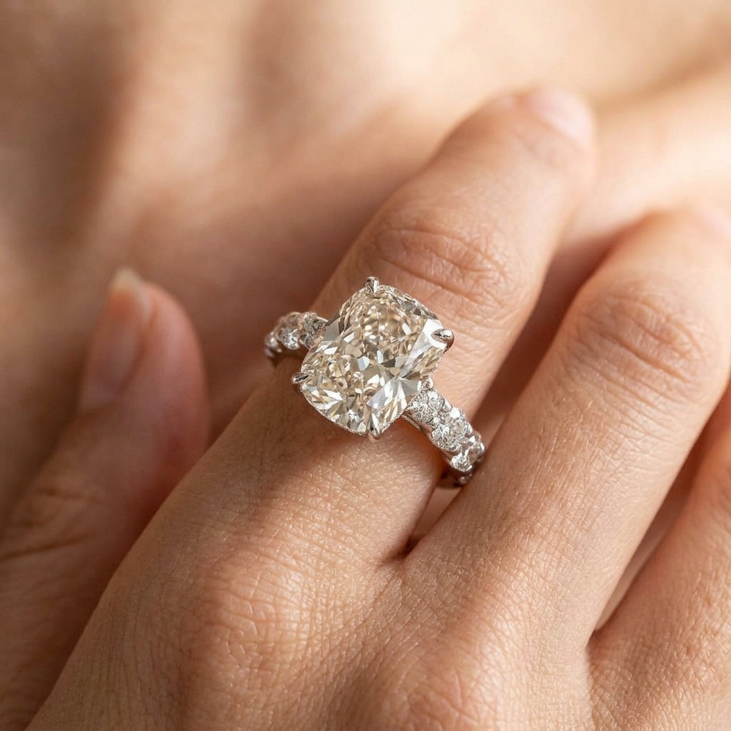 Elegant Elongated Cushion Cut Ring in silver
