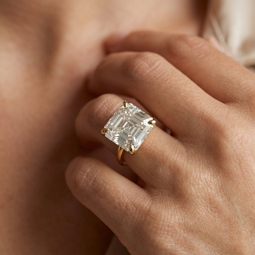 S925 Asscher Cut Moissanite Ring