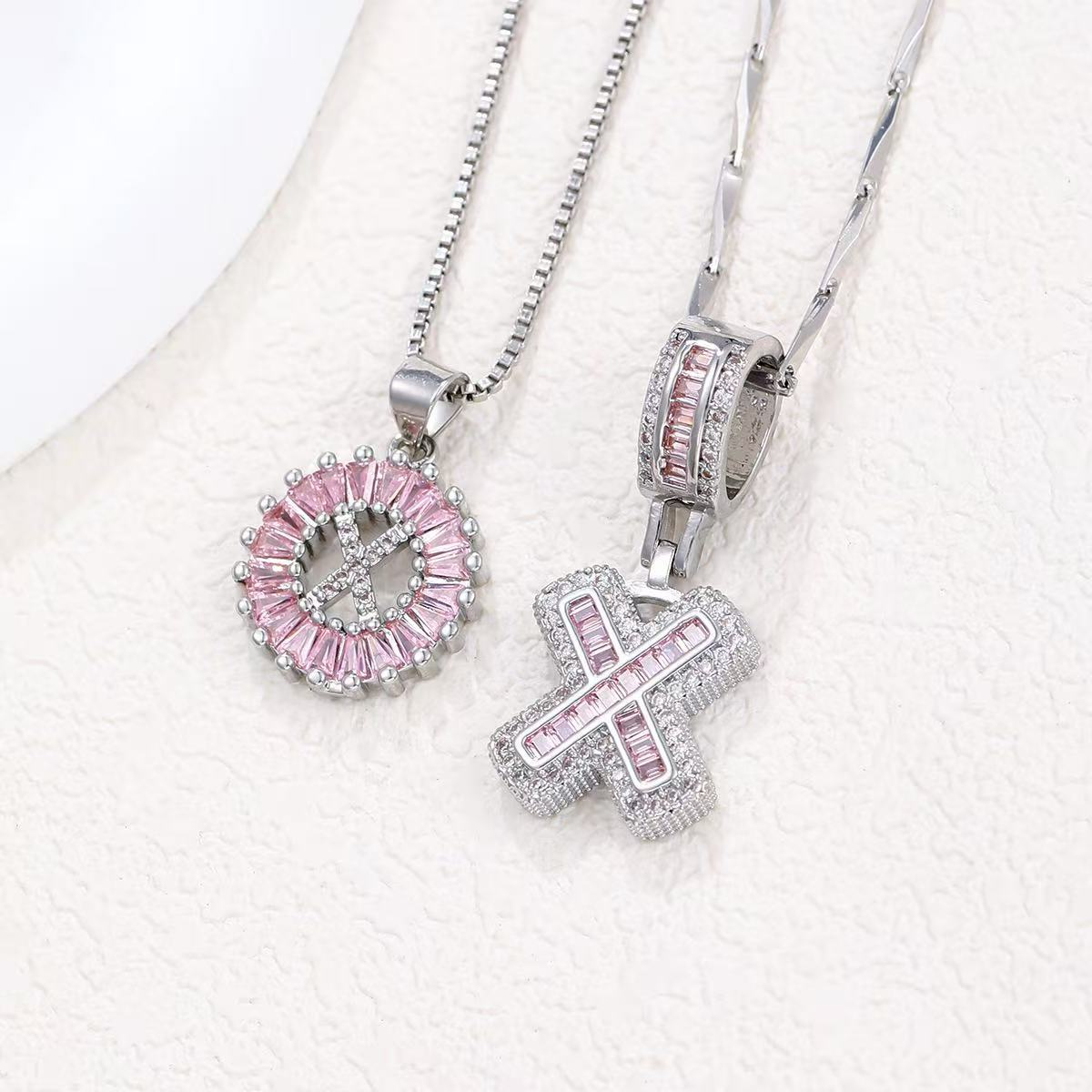 2pc 14k diamond letter initial necklaces limited pink edition