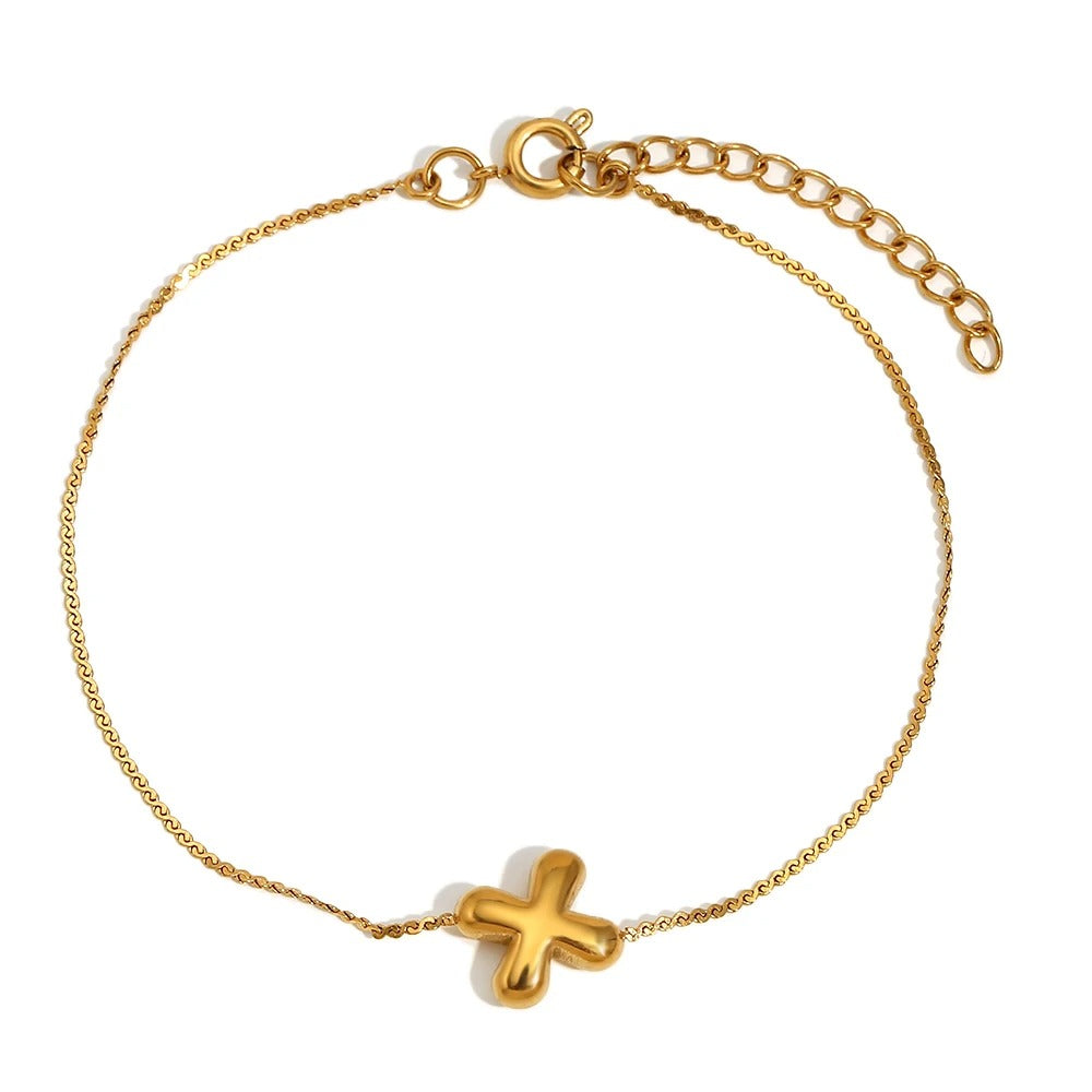 dainty bubble letter initial bracelet