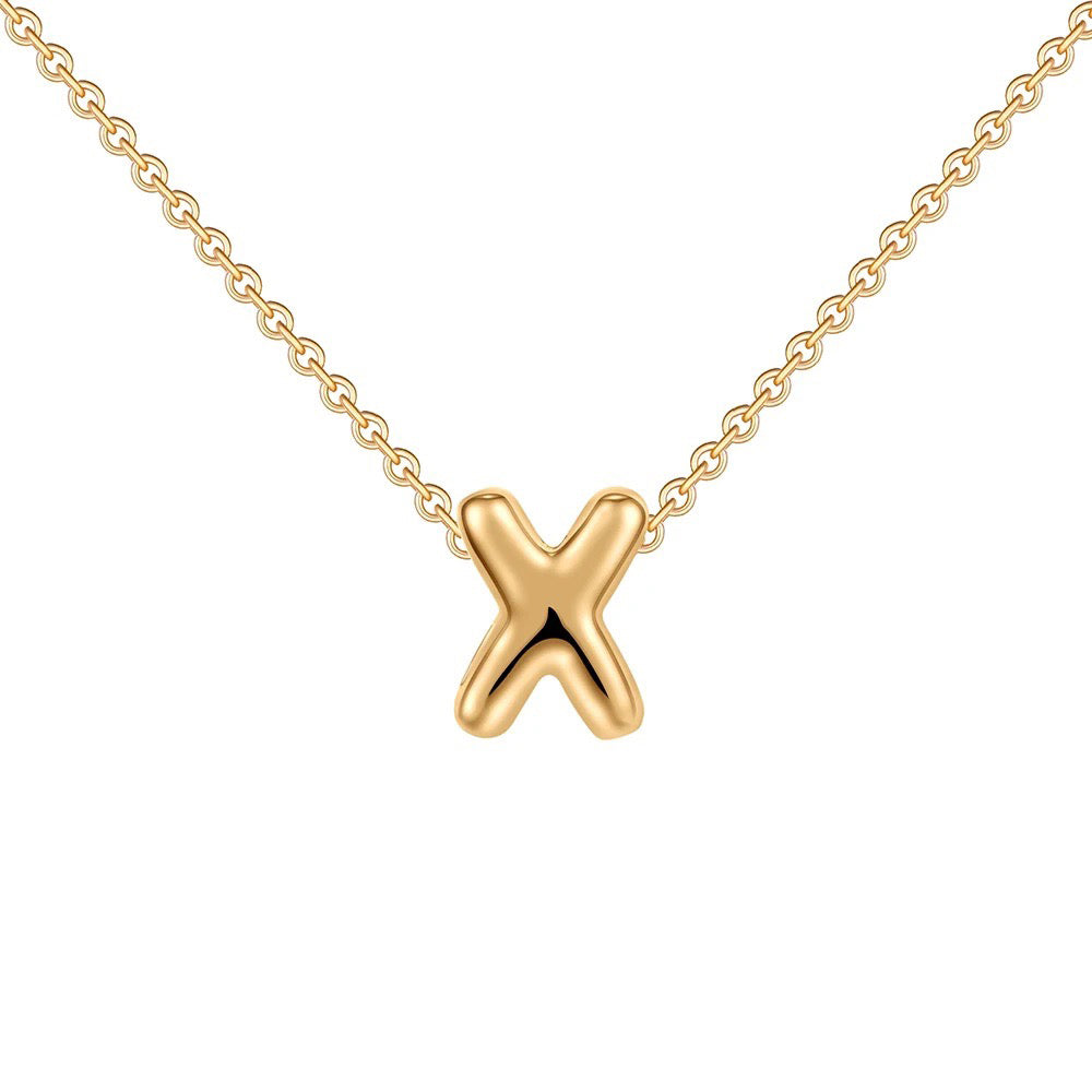 dainty bubble letter initial necklace