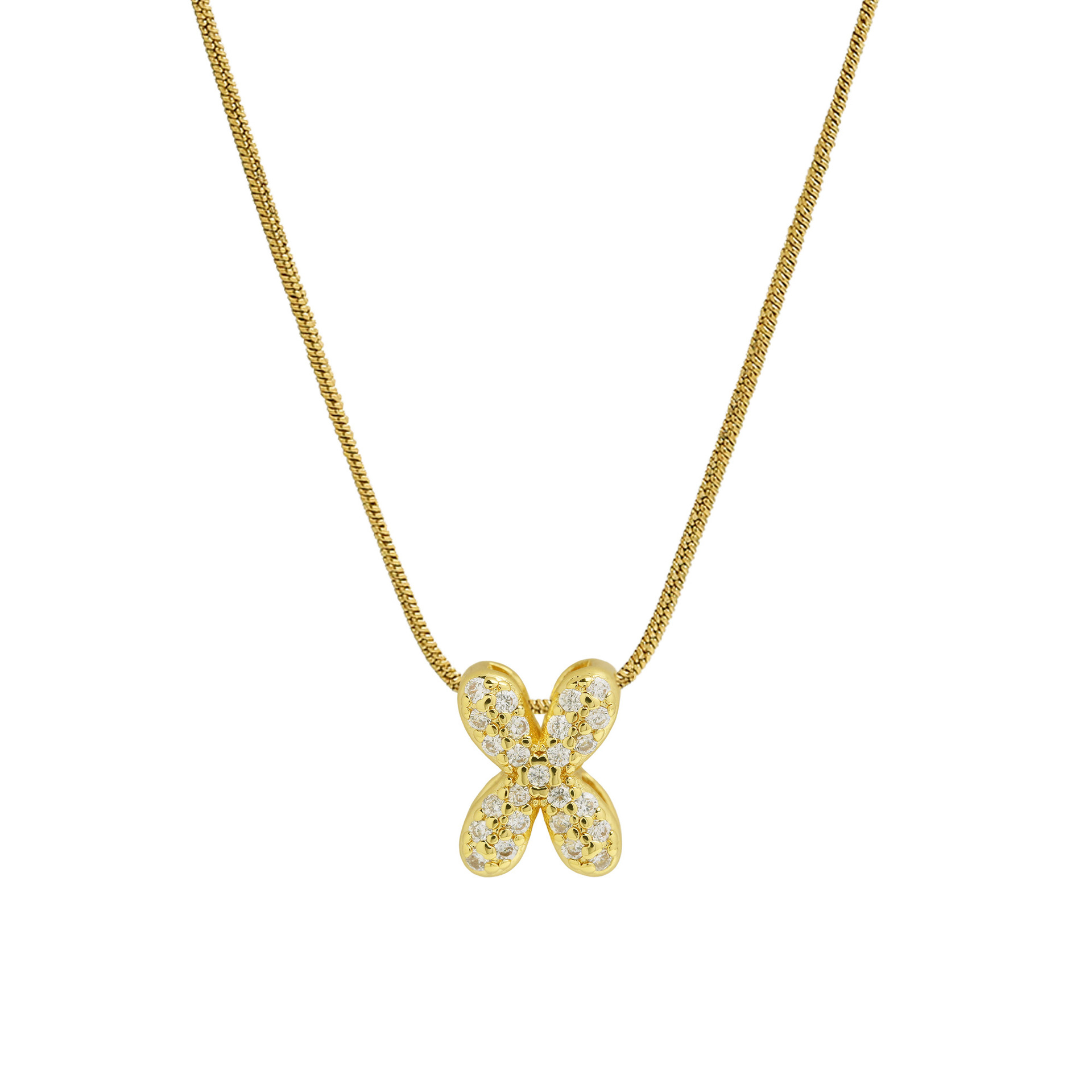 diamond bubble letter initial necklace