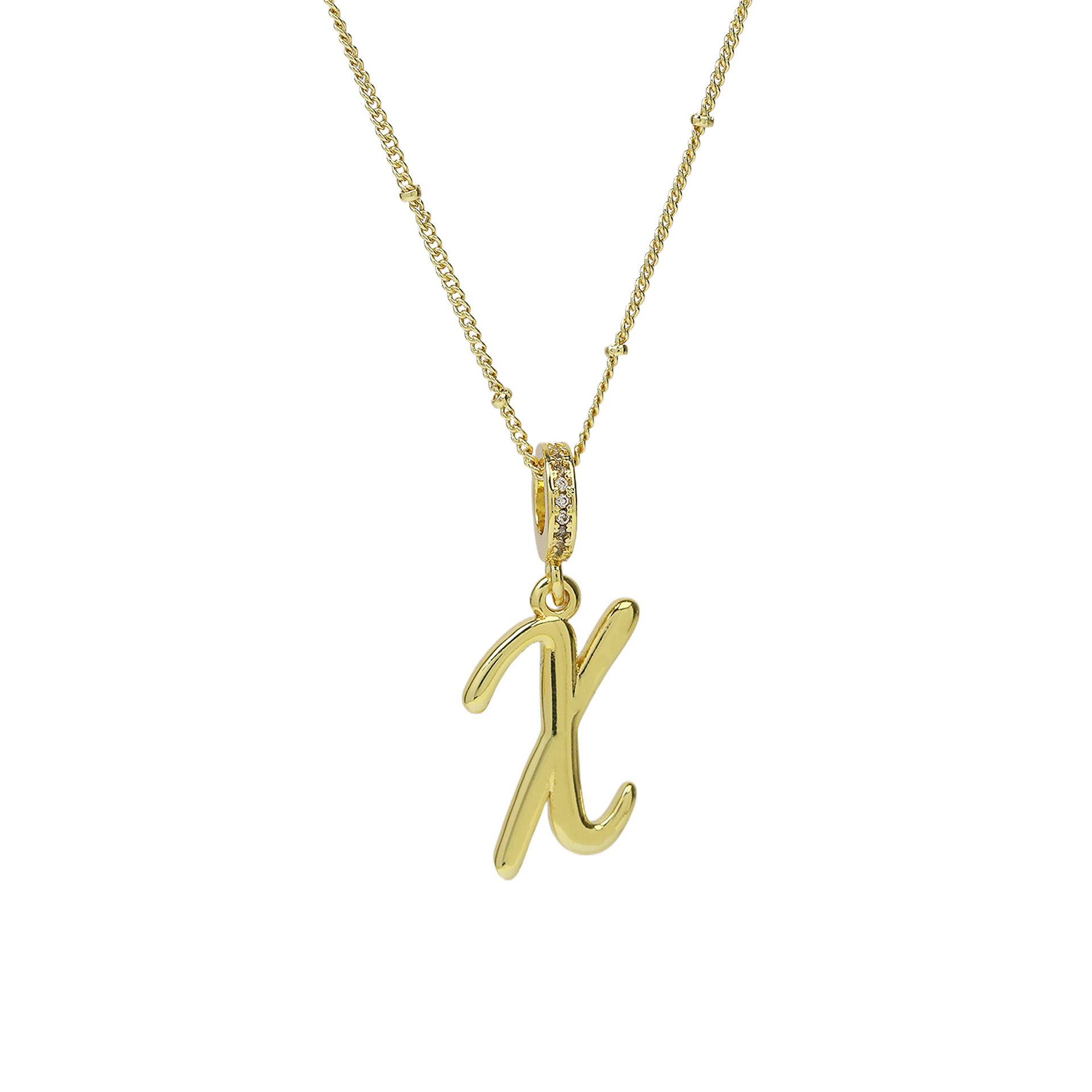 elegant cursive font satellite chain initial necklace
