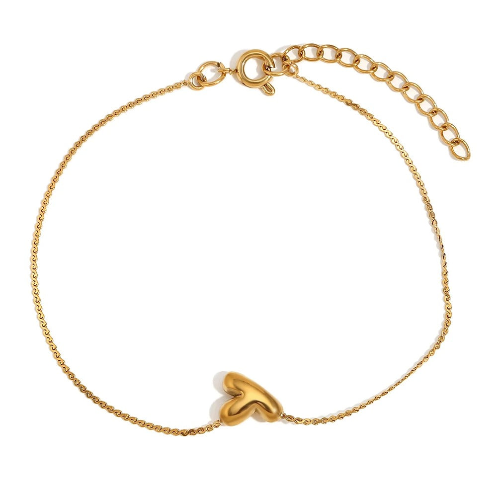 dainty bubble letter initial bracelet