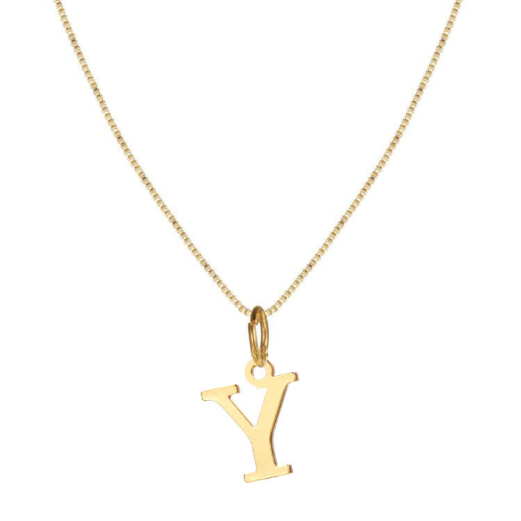 14k minimal serif initial necklace