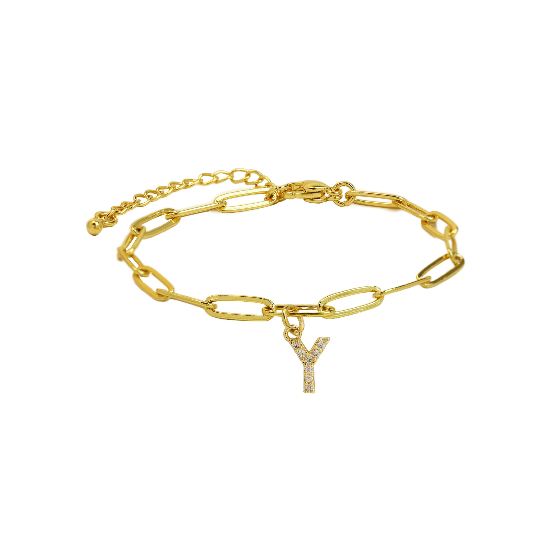 dainty paperclip letter initial bracelet