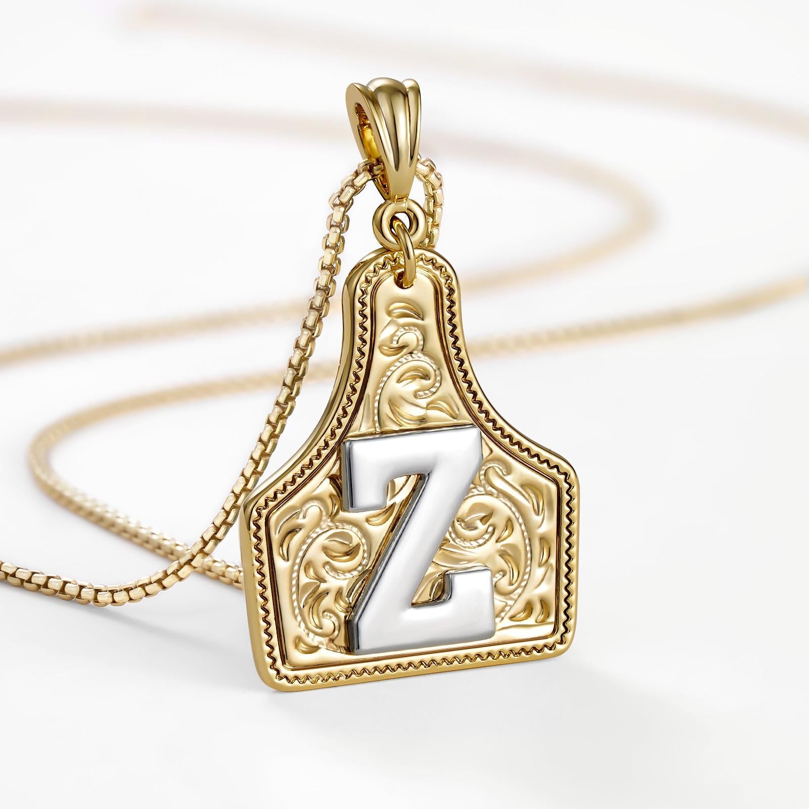 14k elegant cowgirl initial necklace