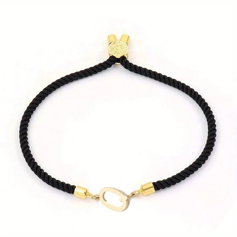 adjustable angled serif letter initial bracelets