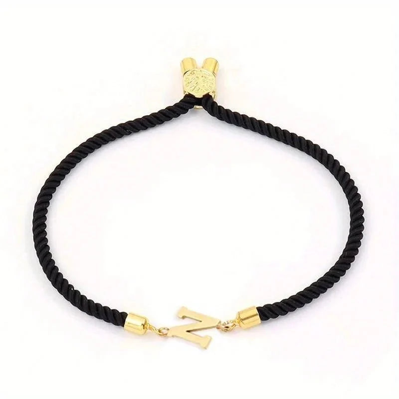 adjustable angled serif letter initial bracelets