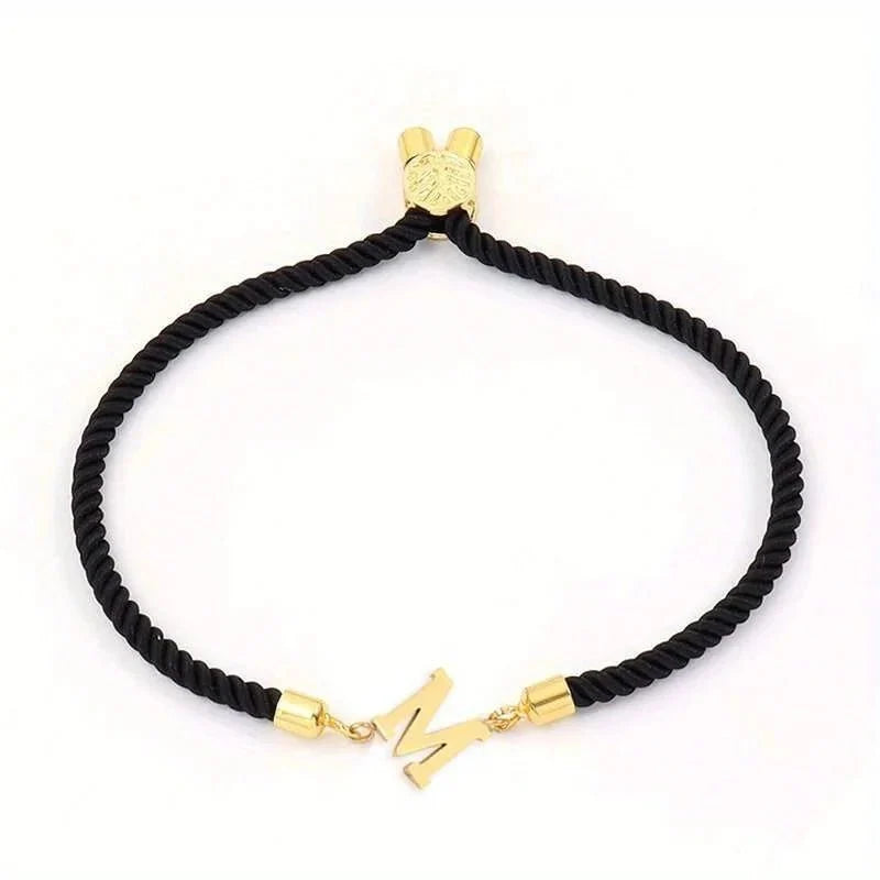 adjustable angled serif letter initial bracelets