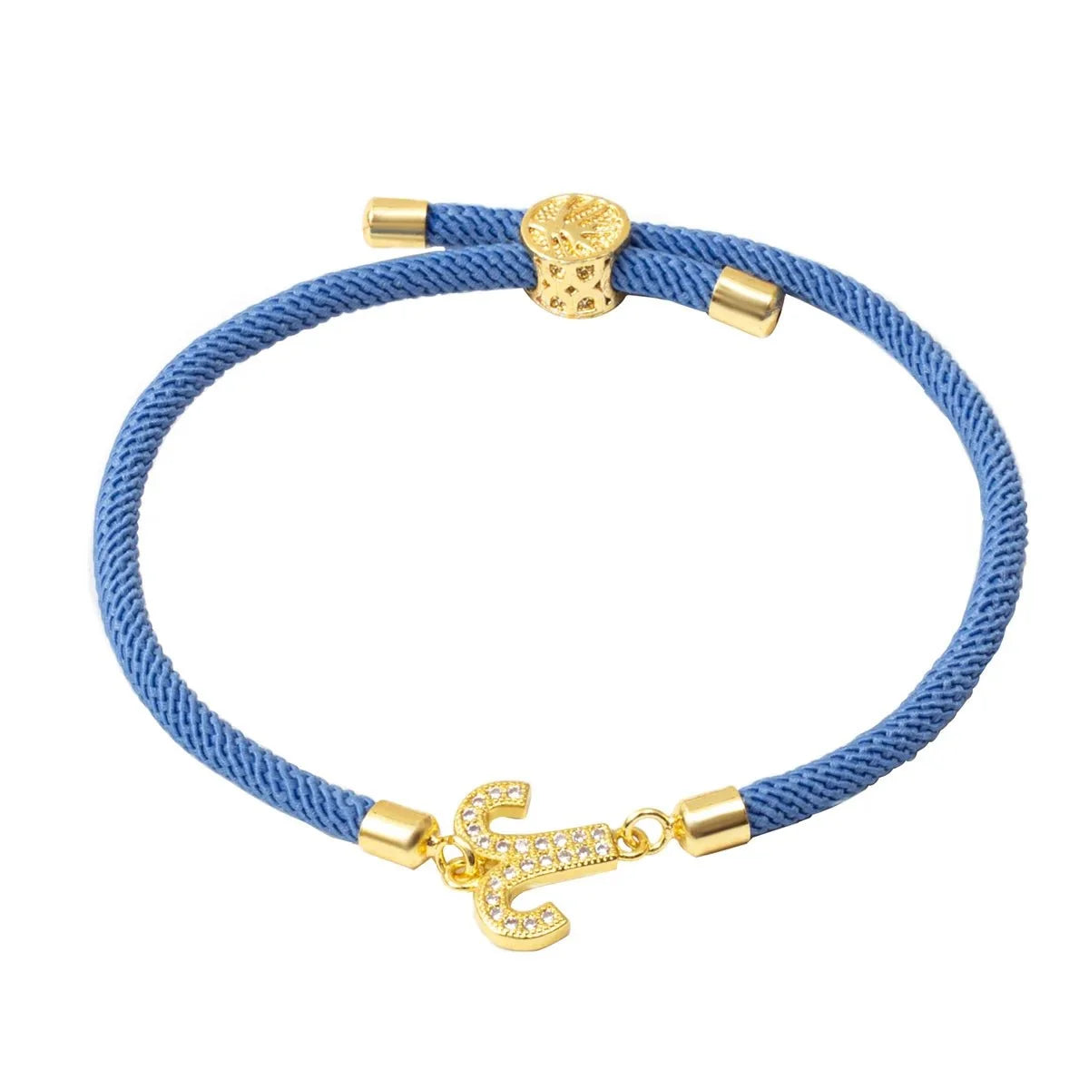 Adjustable Diamond Zodiac Sign Bracelet in blue