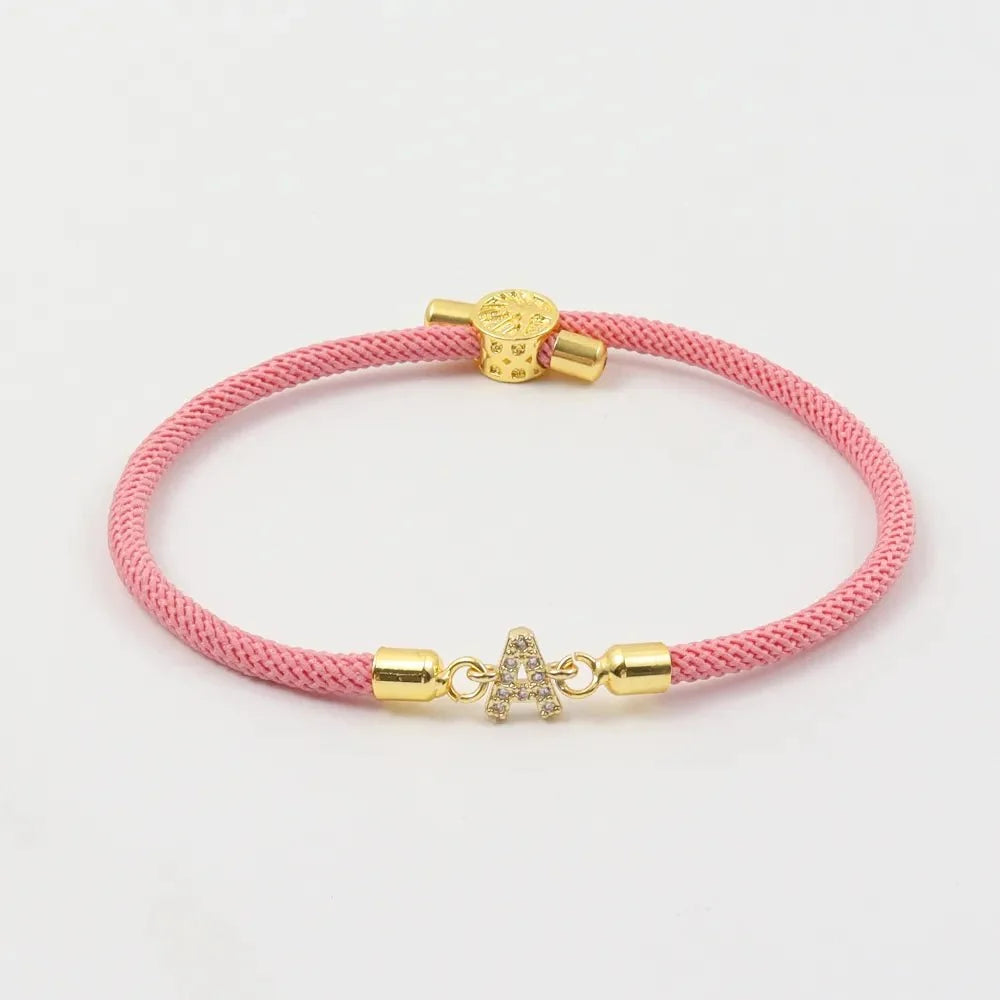 Personalized Unity Diamond Initial Bracelet in pink