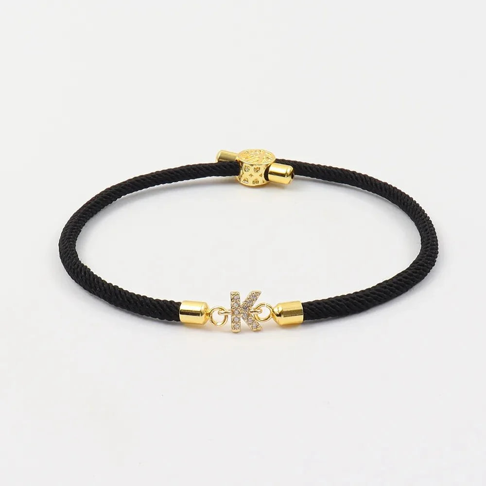 Personalized Unity Diamond Initial Bracelet in black