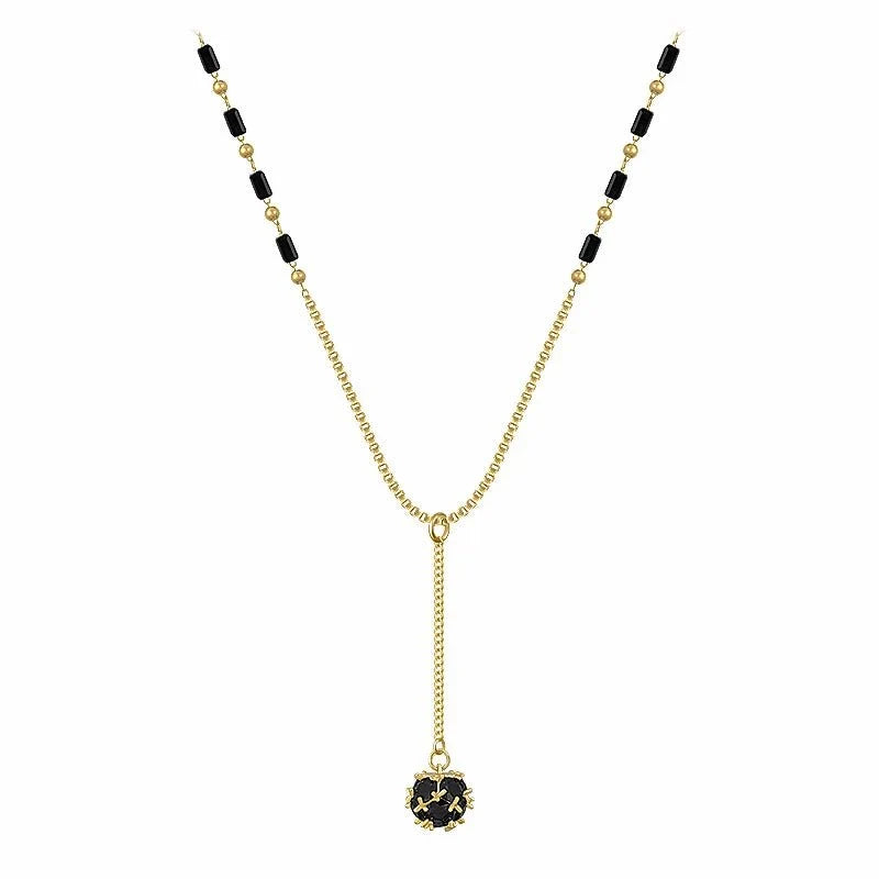Black and Gold Crystal Ball Necklace