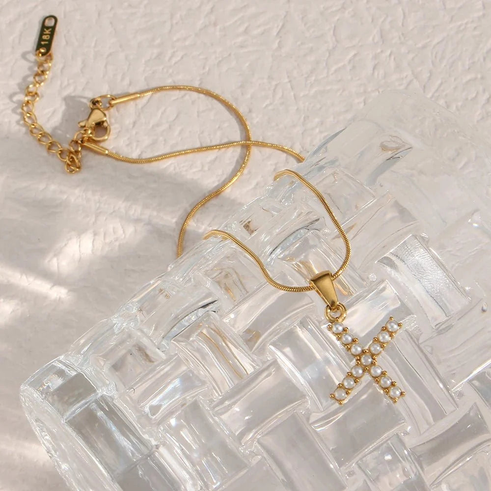 Bold Pearl Letter Initial Necklace