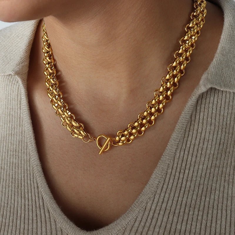Classy Rice Bead Necklace and Bracelet in gold