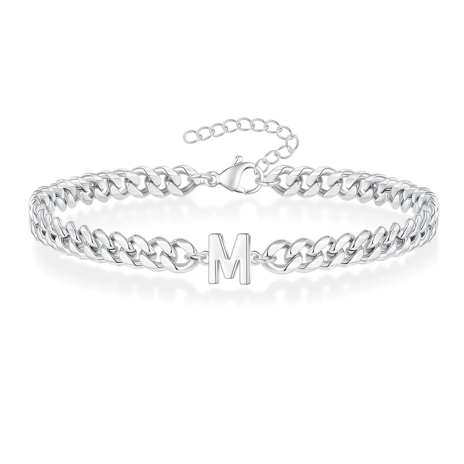 couples letter initial cuban bracelet