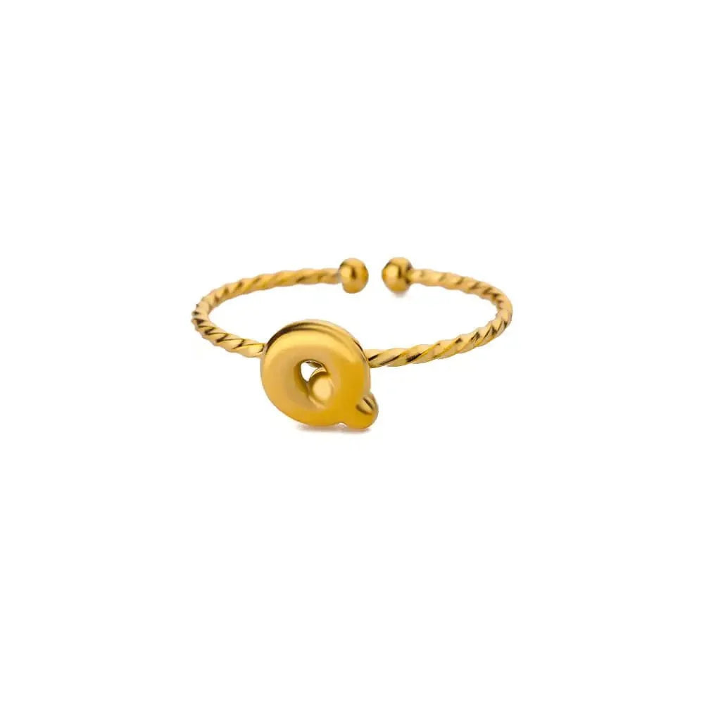 dainty adjustable bubble letter initial ring