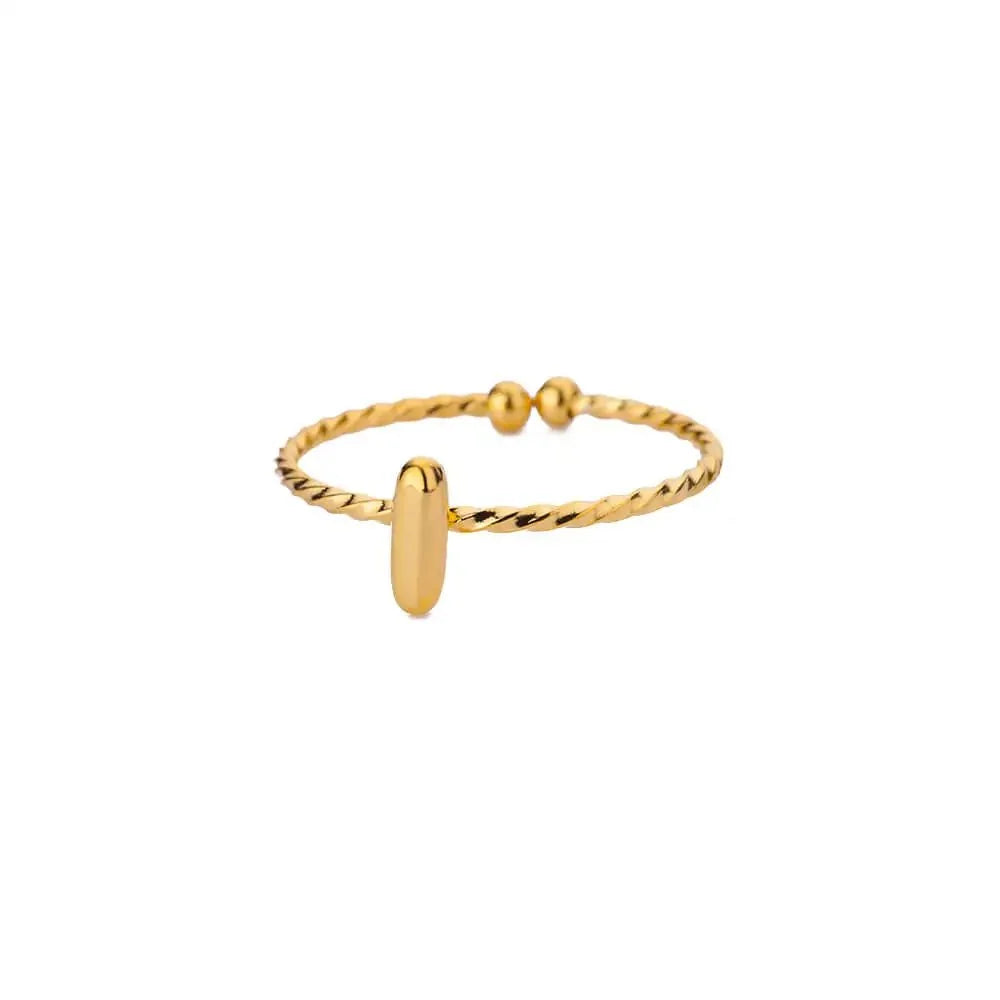 dainty adjustable bubble letter initial ring