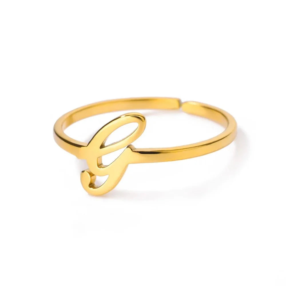 dainty adjustable classy letter initial rings