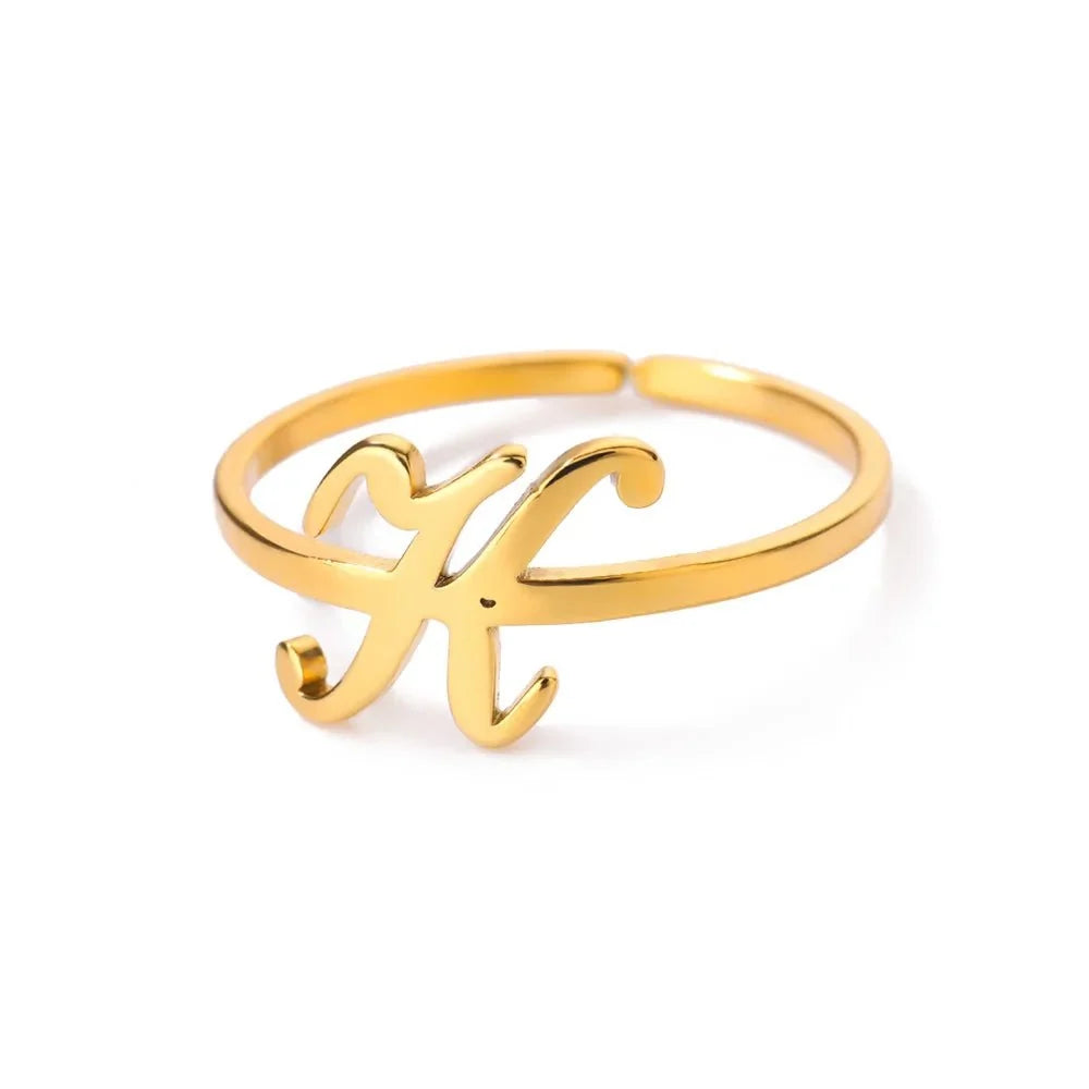 dainty adjustable classy letter initial rings