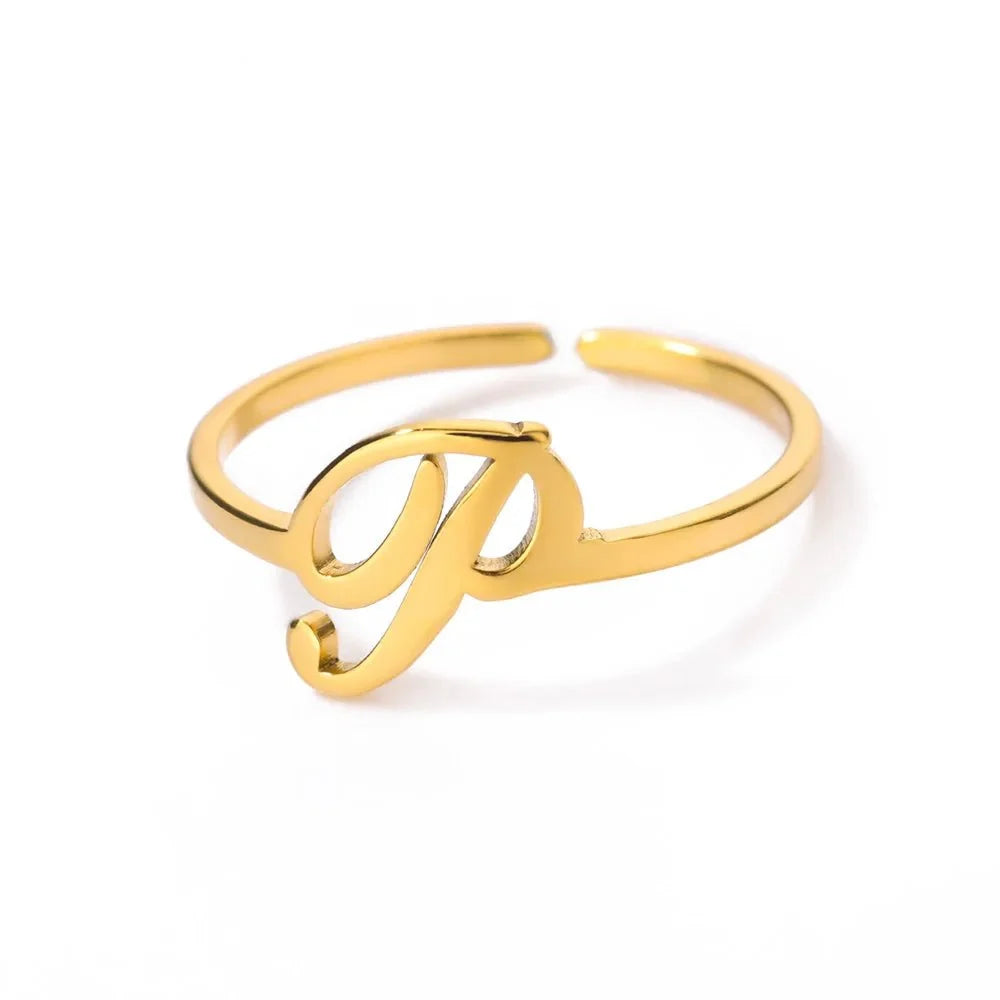 dainty adjustable classy letter initial rings