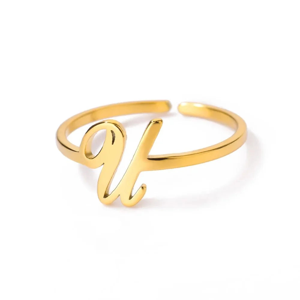 dainty adjustable classy letter initial rings