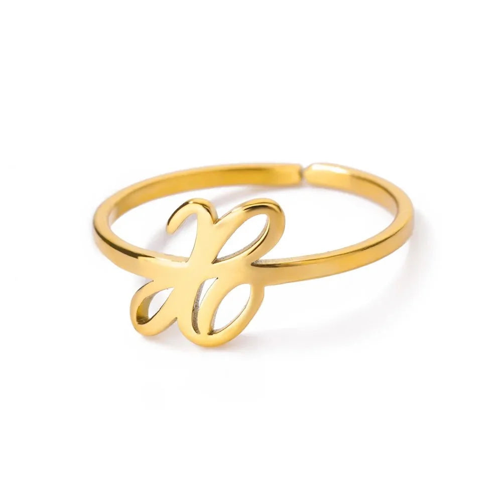 dainty adjustable classy letter initial rings